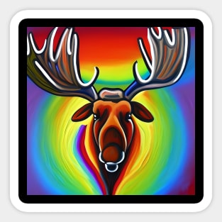 Moose Rainbow Painting Sticker